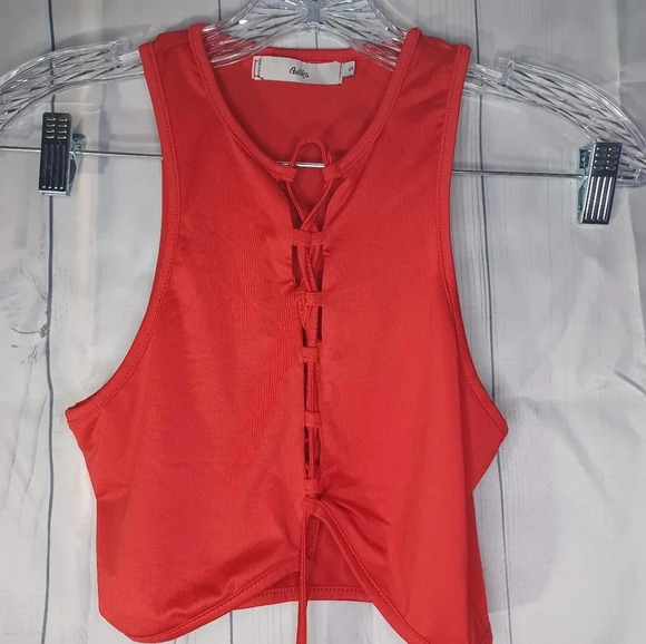 Adika Tops - Adika cropped sleeveless Y2K Festival lace front shirt